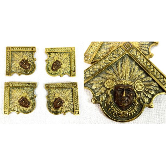 C 1900 Austrian Cold Painted Bronze Calendar Corners Desk Native American Chief - Picture 1 of 5